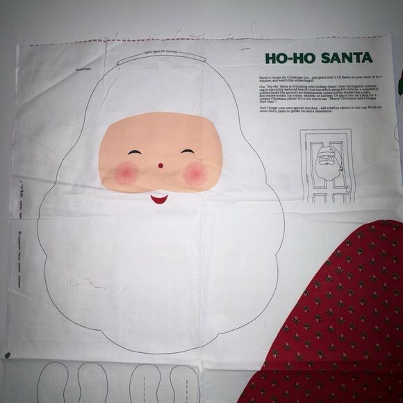 Ho Ho Santa Face VIP Cranston Cut & Sew Fabric Panel Door Hanging Uncut 17 x 14 - Picture 5 of 10